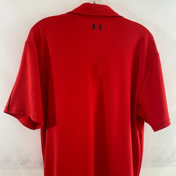 Under Armour Polo Golf Shirt Red Heatgear Short Sleeve EUC Men's Large - Picture 11 of 14